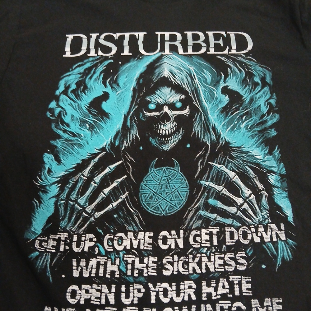 Gildan Black and Blue Disturbed Graphic Tee